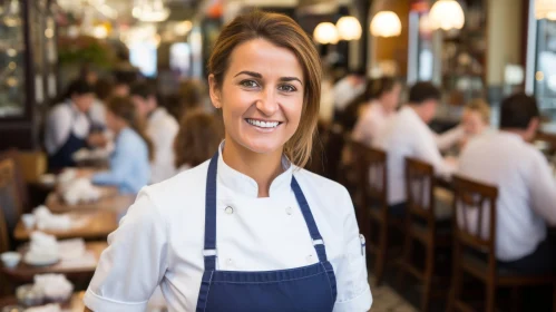 Female Chef in White Jacket at Restaurant