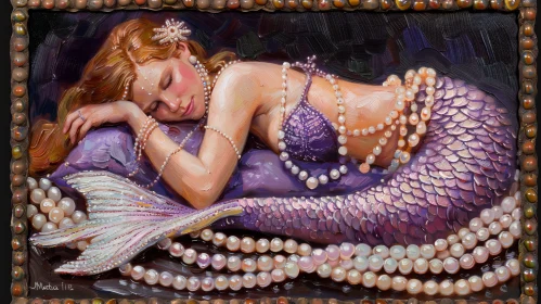 Enchanting Mermaid Painting on Pearl Bed