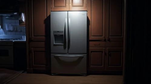 Night Kitchen Scene with Open Refrigerator