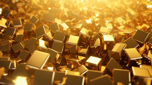Shiny Gold Cubes - Opulent 3D Rendering