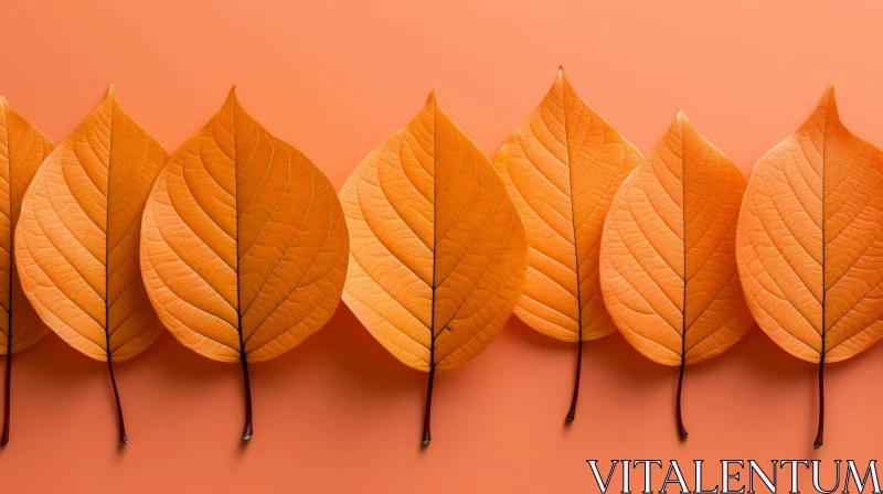 AI ART Autumn Leaves Close-Up - Textured Orange Background