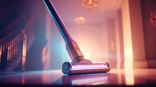 Futuristic Vacuum Cleaner in Light Rays