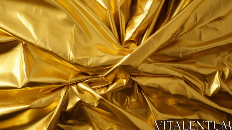 Crumpled Gold Fabric Texture Close-Up AI Image