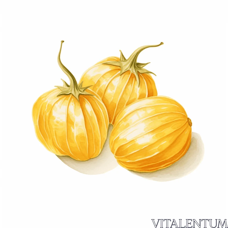 AI ART Hyper-Realistic Oil Painting of Three Pumpkins on White Background