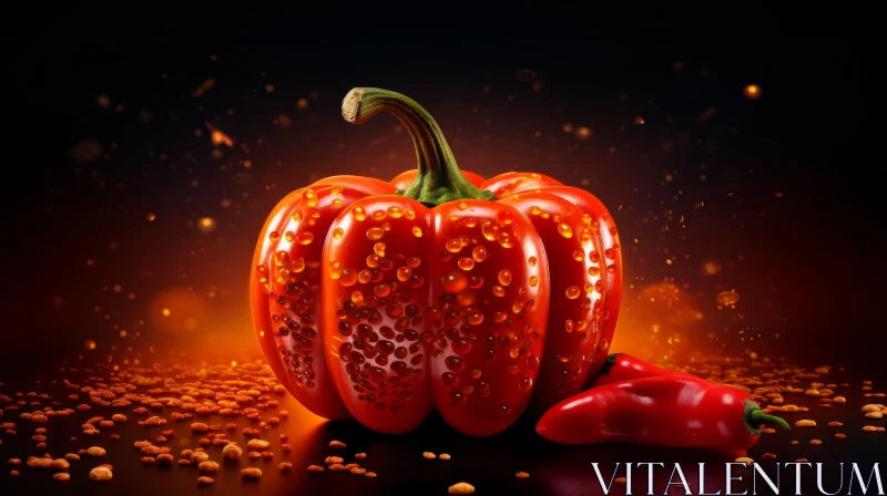 AI ART Realistic 3D Rendering of Pumpkin and Chili Pepper