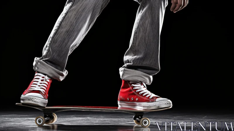 AI ART Skateboarding Man in Gray Jeans