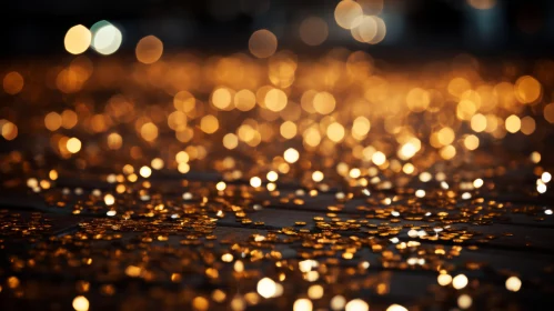Dark Glittering Background with Golden Lights