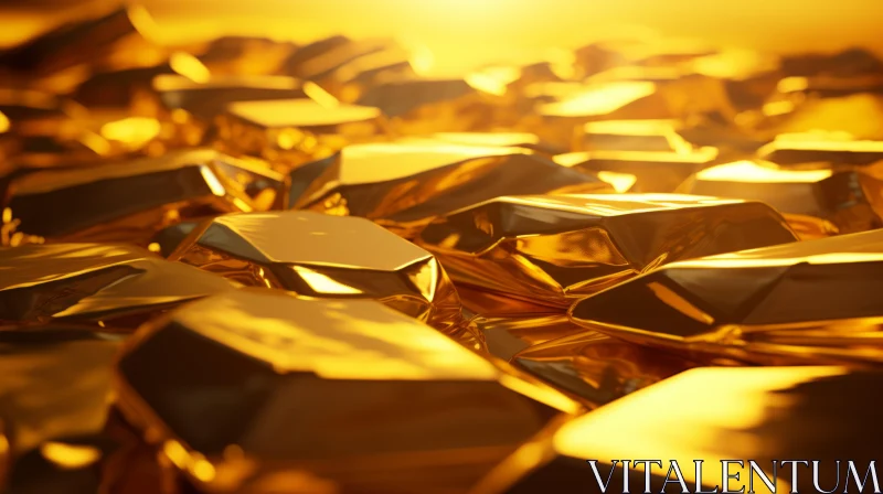 AI ART Glowing Gold Nuggets Render - Realistic 3D Image