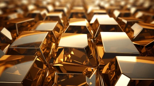 Golden Cubes Geometric Pattern | 3D Rendering