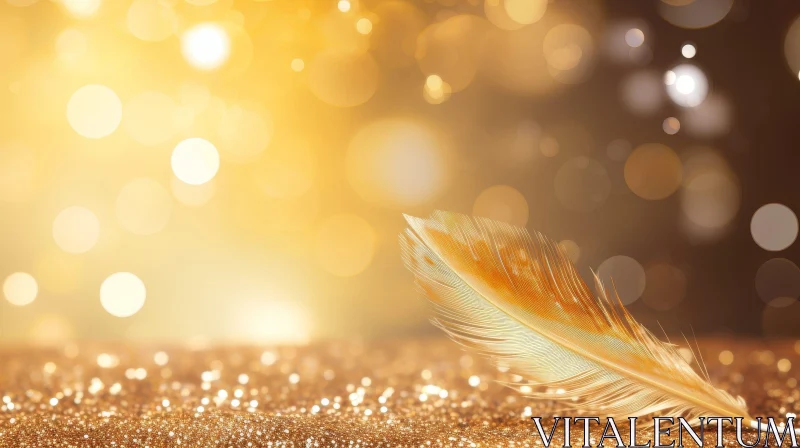 Golden Feather and Glitter: Luxury and Elegance Background AI Image