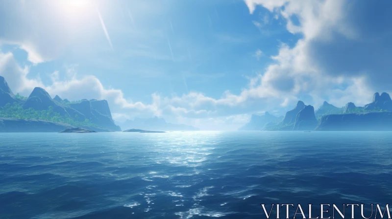 Tranquil Ocean Landscape with Archipelago | Serene Seascape AI Image