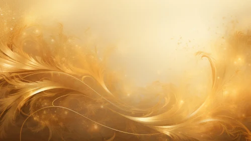 Elegant Golden Background with Feathers and Sparkles