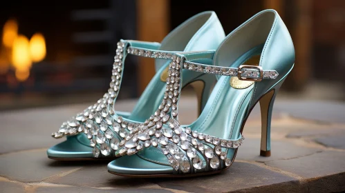 Sparkling Blue Crystal Satin Shoes