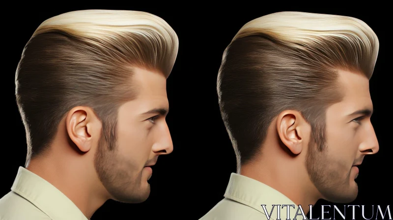 Stylish Man with Quiff Hairstyle - Side Angle Portrait AI Image
