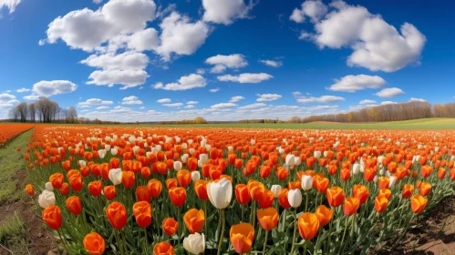 Beautiful Field of Blooming Tulips