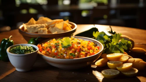 Delicious Fresh Salsa and Guacamole with Tortilla Chips