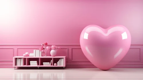 Pink 3D Room with Heart - Ideal for Websites & Valentine's Day