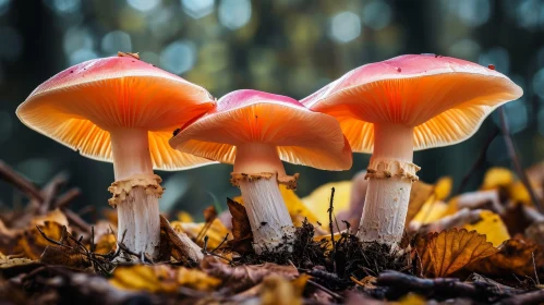 Red Mushroom Trio in Forest