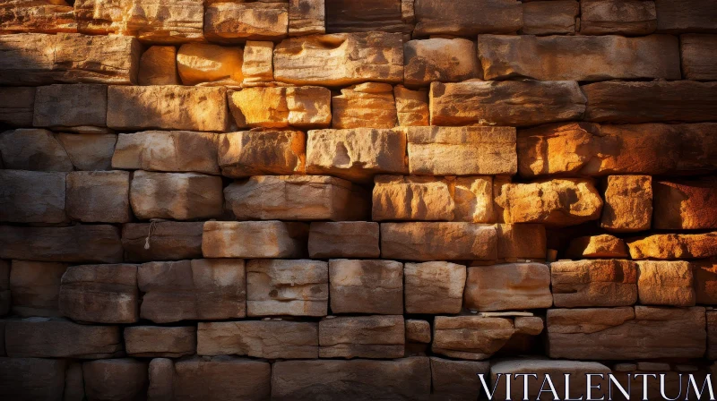 AI ART Sunlit Stone Wall Architecture