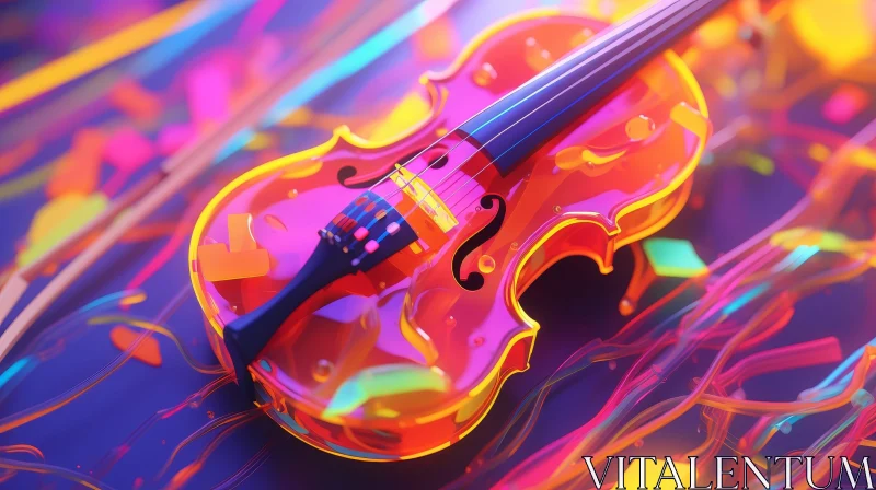 AI ART Colorful Glass Violin 3D Rendering