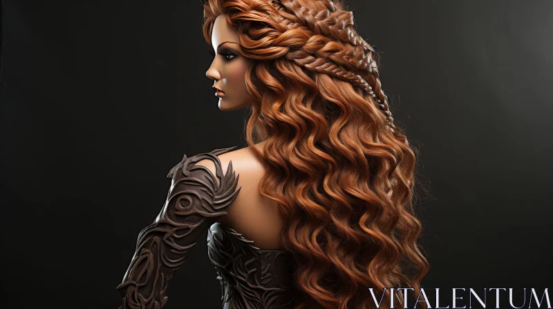 AI ART Elegant Woman Portrait with Red Hair