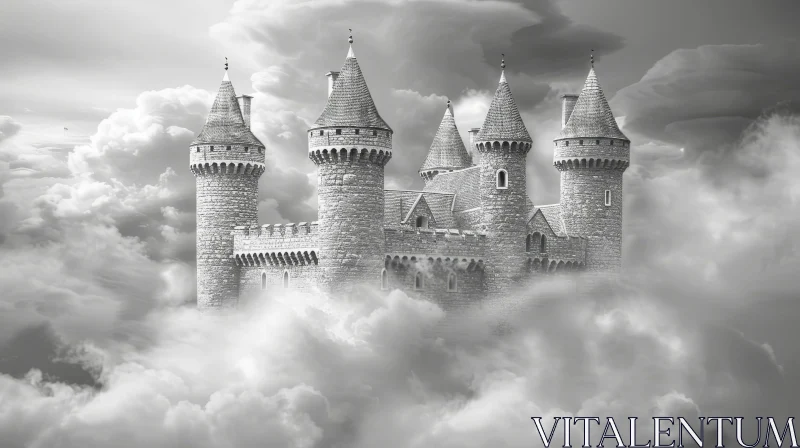 Enigmatic Castle in the Clouds AI Image