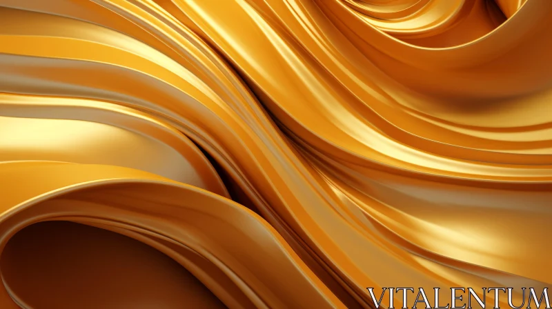 Golden Flowing Surface - Abstract 3D Rendering AI Image
