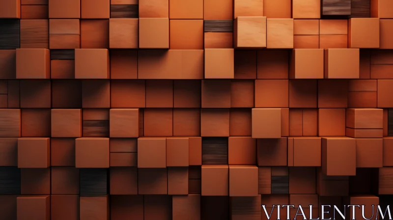 Irregular Brown Cubes Wall Texture | 3D Rendering AI Image