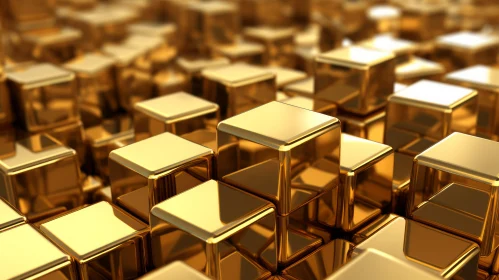Luxurious Gold Cubes: 3D Rendering