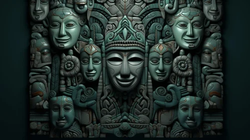 Mayan-Style Bas-Relief Digital Rendering