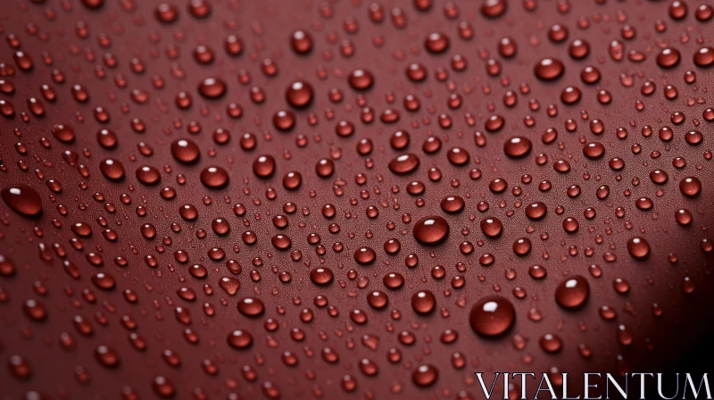 Red Water Drops on Reflective Surface AI Image