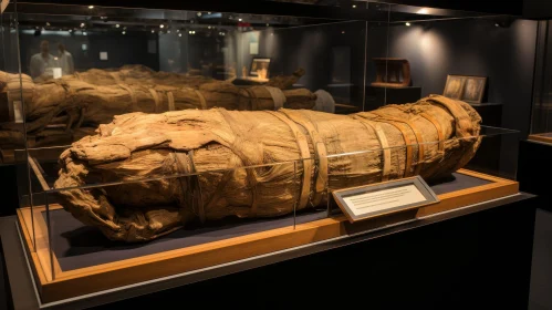 Ancient Egyptian Mummy in Wooden Coffin