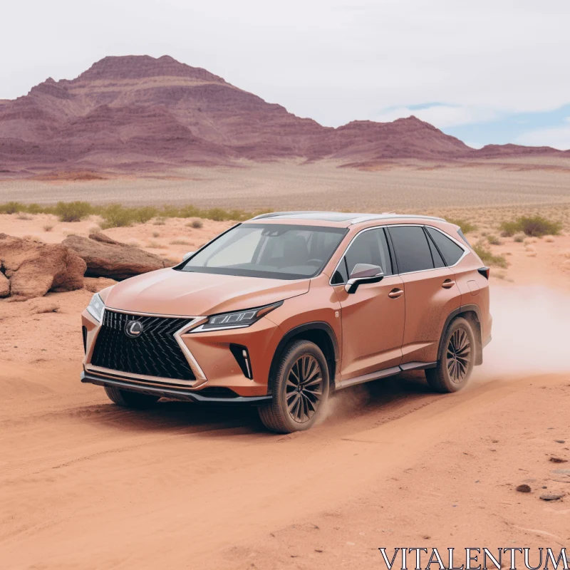 Luxurious SUV Driving Through Empty Desert - Exquisite Textural Sensations AI Image