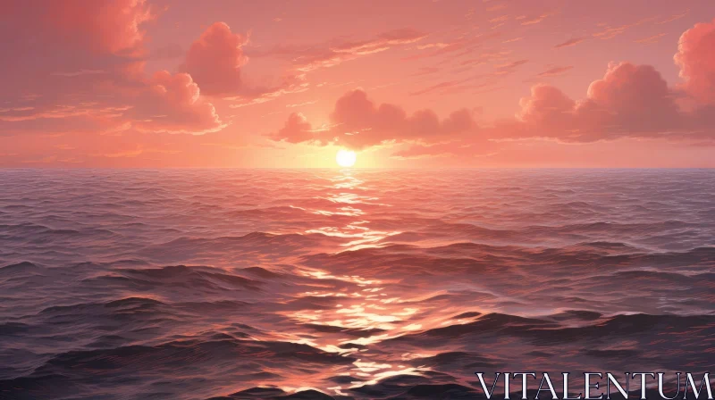 AI ART Tranquil Sunset Over Ocean - Beautiful Nature Scene