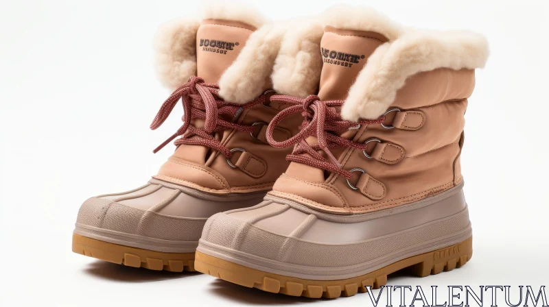 Beige Winter Boots with Waterproof Nylon Material AI Image
