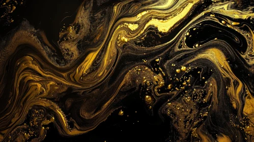 Black and Gold Liquid Swirl | Abstract Art