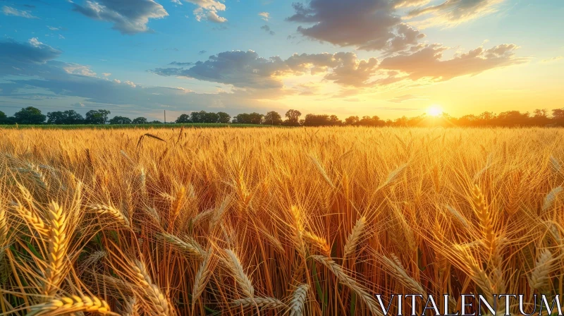 Golden Wheat Field at Sunset AI Image