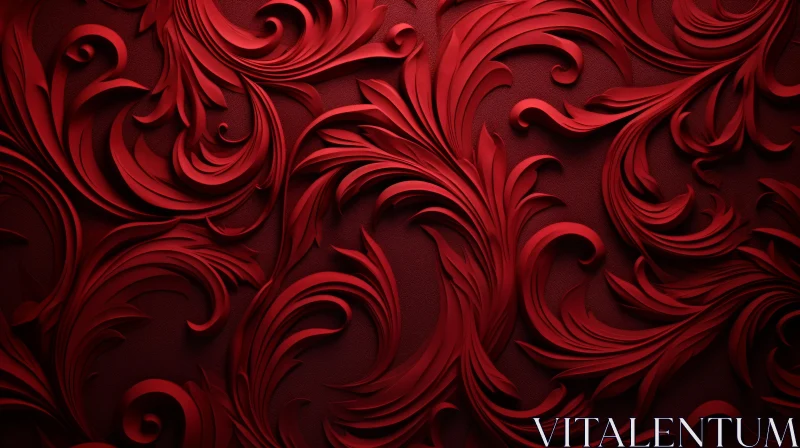 Luxurious Red Floral Pattern Background AI Image