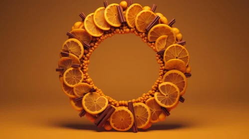 Orange Wreath 3D Illustration