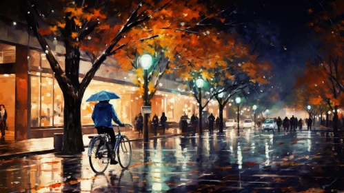 Rainy Day Cityscape Painting