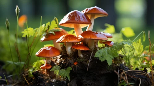 Enchanting Red Mushroom Forest Scene