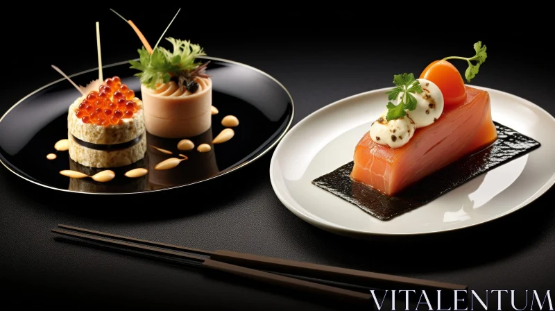 AI ART Exquisite Culinary Photography: Fish Terrine and Salmon Slice
