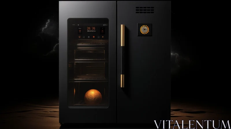 Golden Sphere Refrigerator - 3D Rendering AI Image