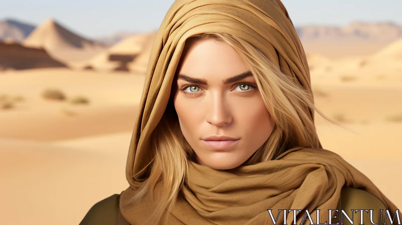 Serene Desert Portrait of a Woman AI Image