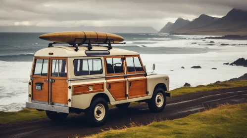 Vintage SUV with Surfboards on the Roof | Coastal Landscapes