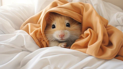 Curious Hamster Peeking from Blanket
