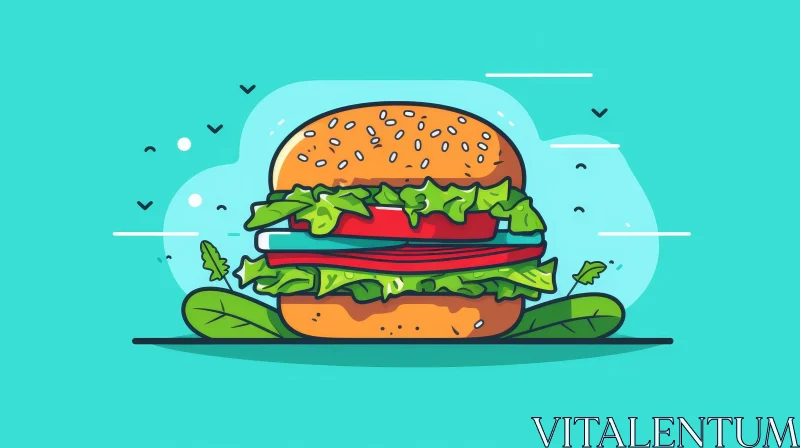 Delicious Burger Artwork with Fresh Ingredients AI Image