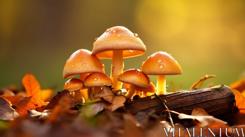Enchanting Orange Mushrooms in Forest AI Image