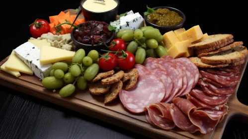 Exquisite Charcuterie Board with Meats, Cheeses, and Fruits