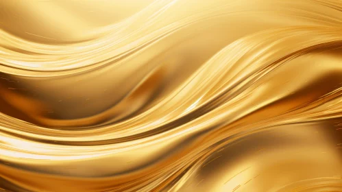 Golden Liquid Flowing Waves - Detailed 3D Rendering